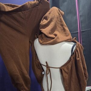 Sexy Backless Hoodie Set FASHION NOVA XL Brown Knit Top Size Xl